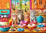 500 Piece Puzzles for Adults - Difficult Jigsaw Puzzles for Adults Challenging - Kitchen Kittens and Donuts