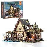 FUNWHOLE A-Frame Cabin Lighting Building Bricks Set - 2061 PCS Adult Construction Building Model Set for Adults and Teen