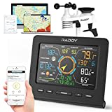 Raddy WF-100C Lite Weather Station 13-in-1 Wireless Indoor Outdoor with Temperature, Barometric, Humidity, Wind Gauge, Rain Gauge, Weather Forecast, Moon Phrase, Alarm Clock for Home, Garden