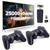 Retro Game Console, Plug & Play Video TV Game with 25000+ Built-in Games, 9 Classic Emulators, 4K HDMI Output, and 2.4GHz Wireless Controller, Wireless Retro Game Console