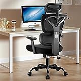 Winrise Office Chair Ergonomic Desk Chair, High Back Gaming Chair, Big and Tall Reclining Chair Comfy Home Office Desk Chair Lumbar Support Breathable Mesh Computer Chair Adjustable Armrests (Black)