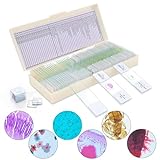 50 Microscope Slides and 100 Covers Set - 30 Prepared Microscope Slides with Specimens, 20 Blank Microscope Slides and 100 Microscope Coverslips - Microscope Slides for Kids Students Homeschool Use