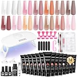 JEWHITENY Poly Extension Gel Nail Kit -14 PCS Poly Gel With Mini Nail Lamp Poly Nail Gel Kit with Slip Solution Basic Poly Gel Nail Art Tools Nail Art Design Beginner Kit