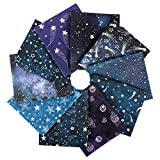 Craftido -25 Options- 100% Cotton Quilting Fabric Bundles 10pcs Fat Quarters 45.7x53.3cm (18”x21”) -Medium Weight 5.2 oz- for Quilting, Sewing Project, Patchwork, DIY Crafts - Starry Sky