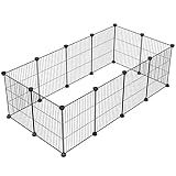 LURIVA DIY Small Animal Playpen, Pet Playpen, Guinea Pig Cages, Rabbit Playpen, Small Animal Cage, Dog Playpen, Puppy Playpen, Indoor Portable Metal Wire Yard Fence, 15 X 12 Inch, 12 Panels, Black