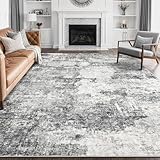 DMOYEST Living Room Area Rugs - 8x10 Abstract Large Soft Indoor Washable Rug Neutral Modern Low Pile Carpet for Bedroom Dining Room Farmhouse Home Office - Grey