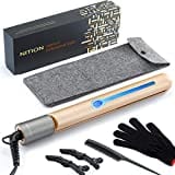 NITION Ceramic Tourmaline Hair Straighteners LCD Flat Iron MCH Fast Heating Up. Healthy Home Straightening Styling Tools with Travel Pouch Bag. 265-450°F Adjustable. 1" Smooth 3D Plate. Dual Voltage