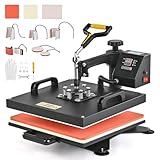 CREWORKS 15x15 Inch Heat Press Machine, 8 in 1 Swing Away Shirt Press Machine with Adjustable Timer & Temperature Digital Control Panel, Multipurpose Heat Transfer