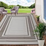 RURALITY Outdoor Rugs 8x10 Waterproof for Patios Clearance,Plastic Straw Mats for Backyard,Porch,Deck,Balcony,Reversible,Geometric