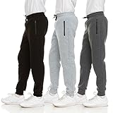 PURE CHAMP 3Pk Boys Sweatpants Fleece Athletic Workout Kids Clothes Boys Joggers with Zipper Pocket and Drawstring Size 4-20, Set1, X-Large