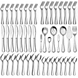 68-Piece Silverware Set with Serving Utensils, Heavy Duty Stainless Steel Flatware Set for 12, Food-Grade Tableware Cutlery Set, Utensil Sets for Home Restaurant, Mirror Finish, Dishwasher Safe