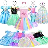 Meland Princess Dress Up for Girls, Kids Dress up Clothes for Girls 3-6, Mermaid Princess Costume Gifts for Girls