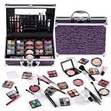 Makeup Kit for Teen Girls & Women Full Kit, Beauty Train Case with Starter Cosmetics Set, All-in-One Make Up Gift Box with Eyeshadow,Lipgloss,Highlighter,Blush,Lip&Eye Pencils,Brush and More(Purple)