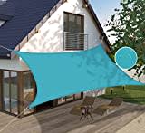 Insun 95% Sunscreen Anti UV Water Resistance Oxford Cloth Rectangle Sun Shade Sail Awning Shade for Outdoor Garden Patio Party Cyan 10'x10'