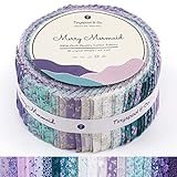 Tinyspool & Co. Jelly Roll Fabric Strips for Quilting, Crafting, and Sewing, 40 Strip Assorted Bundle, Soft Cotton for Blanket, Rug, Upholstery, Home Decor, and Purse Making, Merry Mermaid