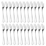 24 PCS Dinner Forks, Stainless Steel Forks Silverware Set, Silver Cutlery Set for Home, Restaurant, Dishwasher Safe (8 inch, Silver)