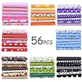 56 Pieces 9.8" x 9.8" 100% Cotton Fabric Fat Quarters Fabric Bundles, Pre-Cut Floral Print Quilting Squares Fabric for DIY Sewing Scrapbooking Crafting Artcraft