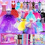 Sunrad 1000+ PCS Fashion Designer Kits for Girls with 5 Mannequins, DIY Arts & Crafts Sewing Kit for Kids Doll Clothes Making Toys, Birthday Gifts for Girls Age 6 7 8 9 10 11 12+