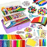 FUNZBO Arts and Crafts Supplies for Kids - Crafts for Girls Ages 8-12 with Pipe Cleaners, Construction Paper, Pom poms & Googly Eyes, Crafts for Kids Ages 4-8, School Craft Projects, Gifts for Girls