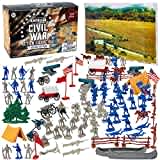 Civil War Army Men Toy Soldier Action Figure Playset -120 pieces including Confederate & Union Soldiers, Cannons, Wagons, Rideable Horses, Terrain & Giant Playmat -Great for Dioramas & School Projects