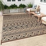 MontVoo-Outdoor Rug 6x9ft Waterproof Outdoor Carpet Patio RV Camping Rug-Outdoor Area Rug Mat for Portable Boho Rugs Deck Picnic Backyard Porch Beach Brown