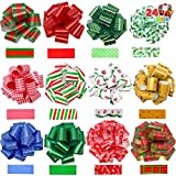 JOYIN 24 Pcs present Wrap Ribbon Pull Bows 5" Wide Gift Wrapping Accessory presents Baskets Wine Bottle Decoration Gift