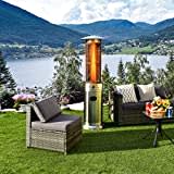 Tangkula Outdoor Patio Propane Heater with Wheels, 40,000 BTU Freestanding Patio Heater with Quartz Glass Tube, Simple Ignition System, Stainless Steel, Ideal for Restaurant, Garden